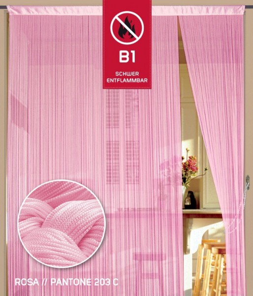 Fadenvorhang 150 cm x 300 cm rosa in B1 schwer entflammbar