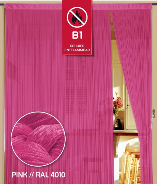 Fadenvorhang 90 cm x 240 cm pink in B1 schwer entflammbar