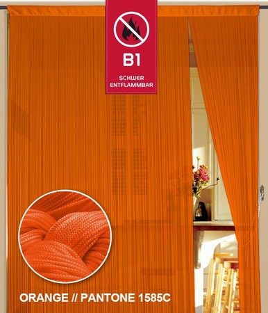 Fadenvorhang 90 cm x 240 cm orange in B1 schwer entflammbar