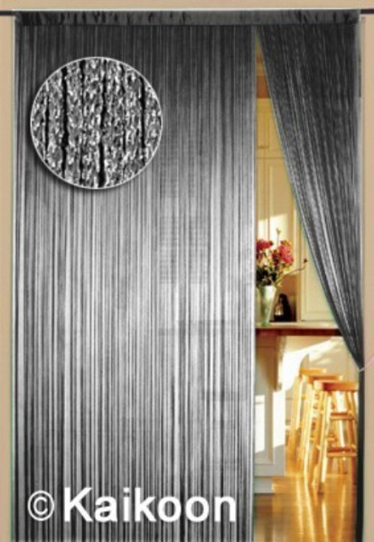 Fadenvorhang 150 cm x 300 cm silber glänzend (BxH)