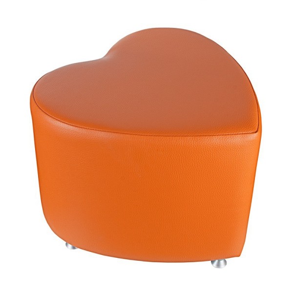 Sitzhocker - Sitzwürfel Herzform Orange mit Aluminium Gleiter
