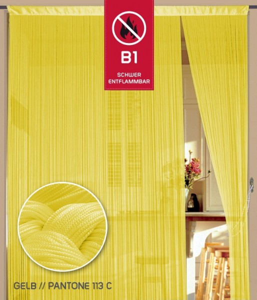 Fadenvorhang 150 cm x 300 cm gelb in B1 schwer entflammbar