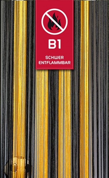 Fadenvorhang Schwarz-Gelb 90 cm x 240 cm in B1 schwer entflammbar